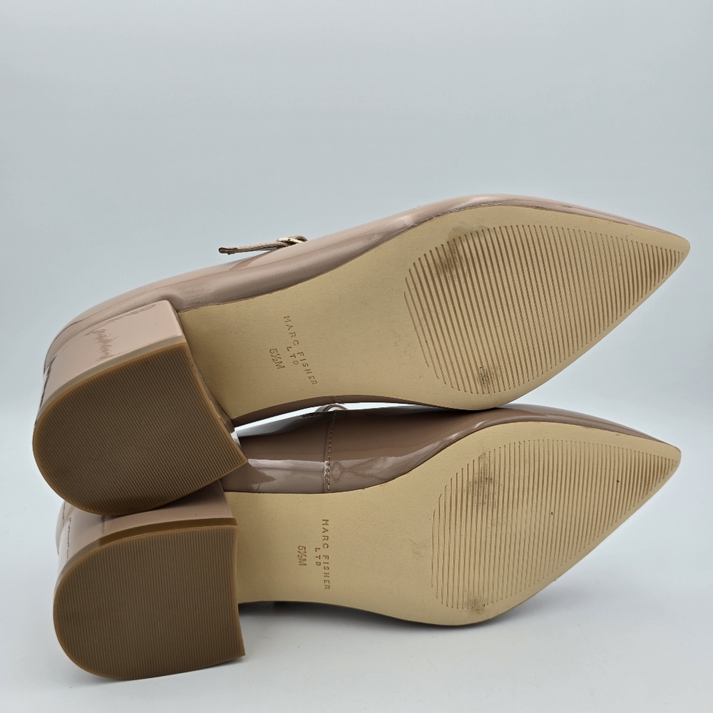 Marc Fisher LTD Luccie Mary Jane Pumps, Light Natural Patent Leather, Wmn's 5.5M - Picture 12 of 13
